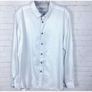Ted Baker‎ London White & Blue Dress Shirt Men’s Size 5 Contrasting Cuff